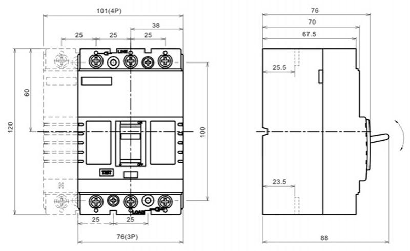 Interruptor en caja moldeada MCCB DAM1-125